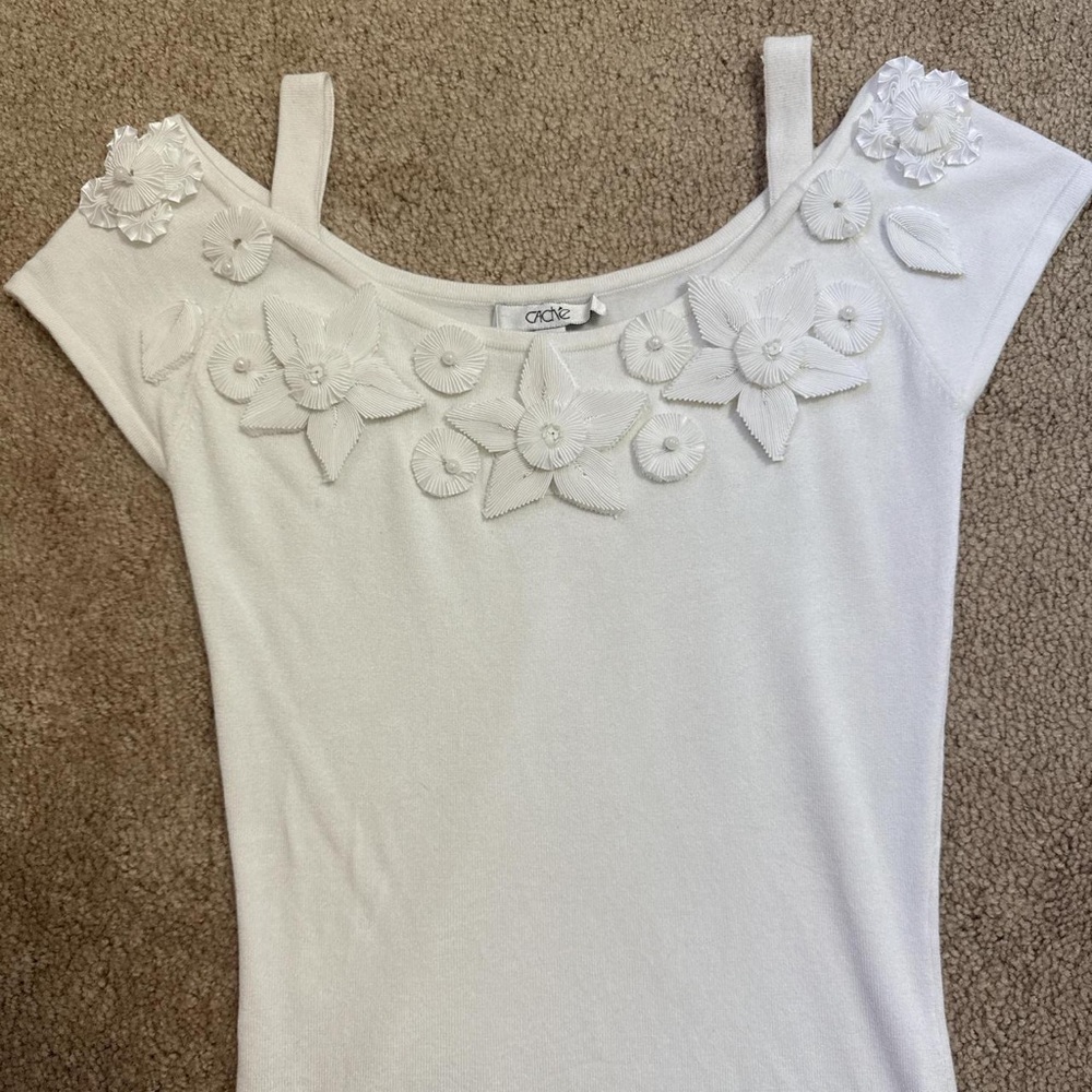 Cache Women's White Floral Shirt - Picture 3 of 4